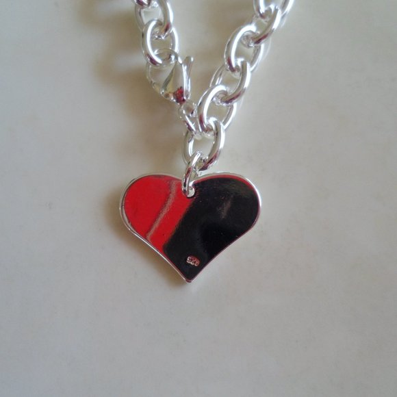 925 Silver Heart Chain Link Bracelet - Picture 6 of 10